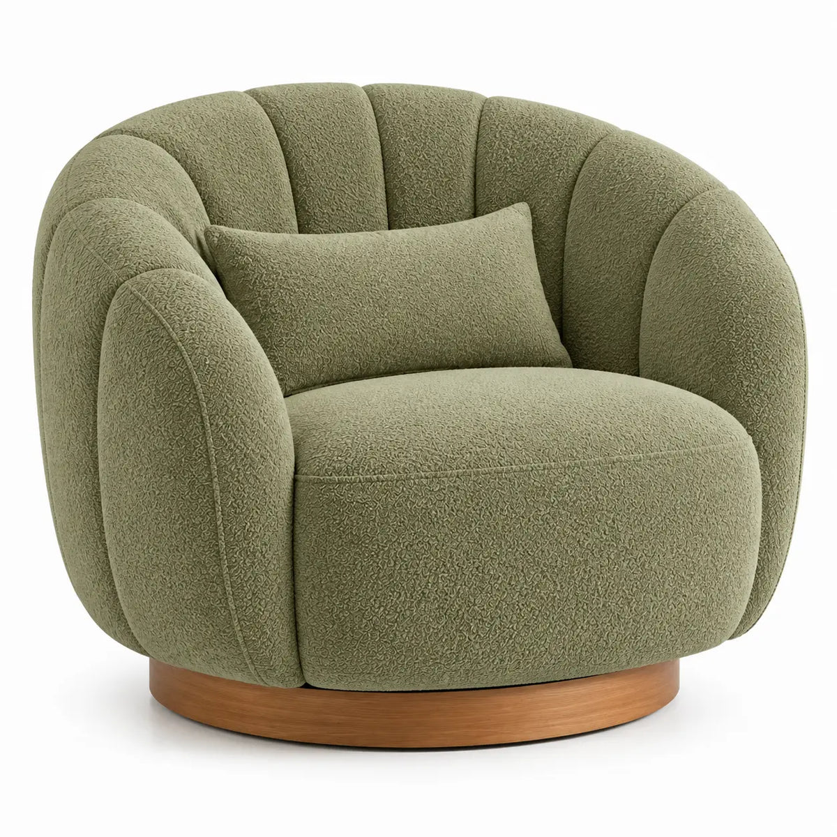 Sillón tapizado de líneas curvas con acolchado acanalado, verde y marrón - Ashcabinco