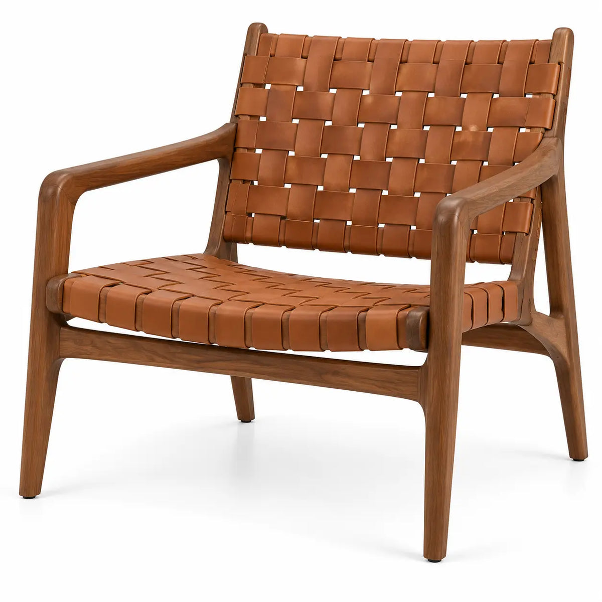 Sillón con estructura abierta con superficie entretejida, marrón