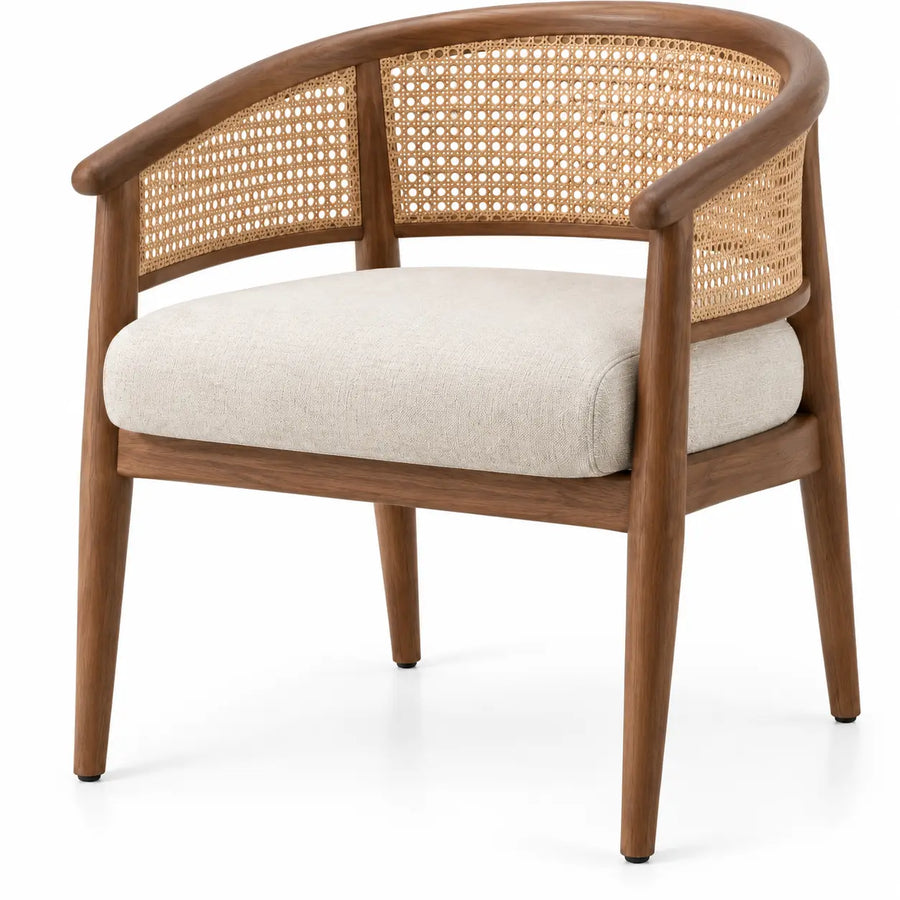 Silla con respaldo con detalles de entramado, beige y marrón - Ashcabinco