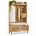 Mueble de recibidor con espejo integrado, marrón