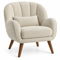 Sillón tapizado con acolchado acanalado, beige y marrón